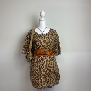 Leopard Print Sweater top with Belt